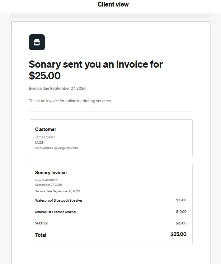 square invoicing option