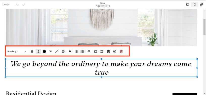 Squarespace text styling feature