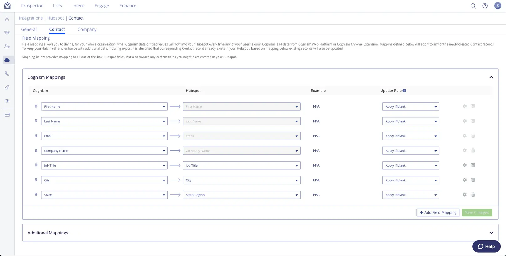 Hubspot Custom Field Mappings