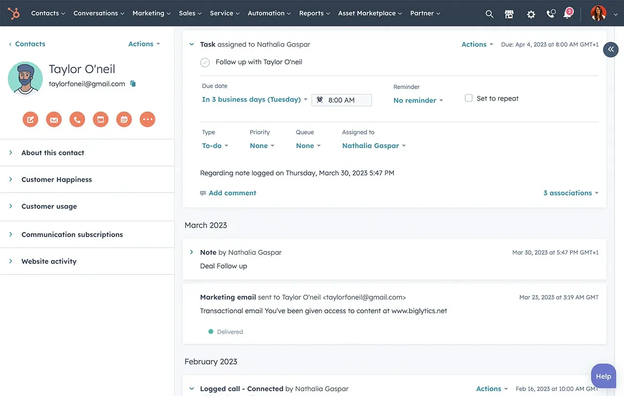 Hubspot Contact Management