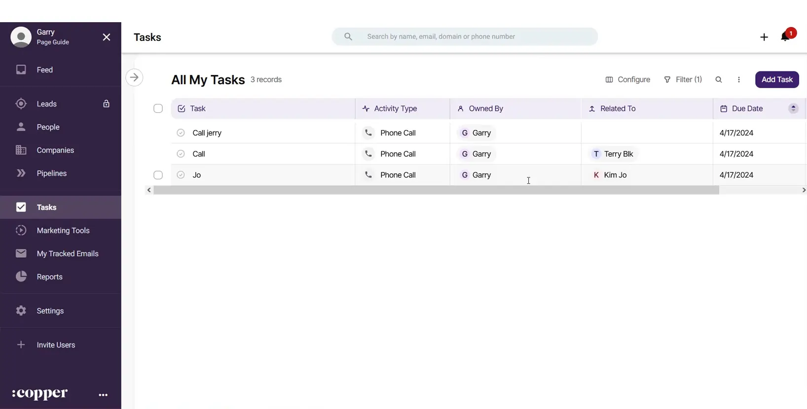 Copper Task Management 