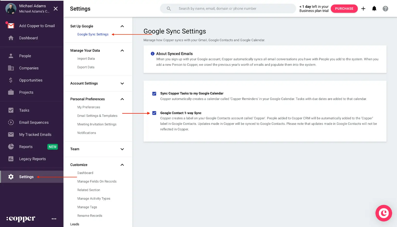 Copper Google Workspace Compatibility