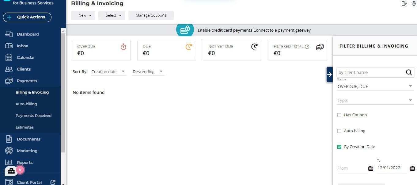 VCITA payment invoicing