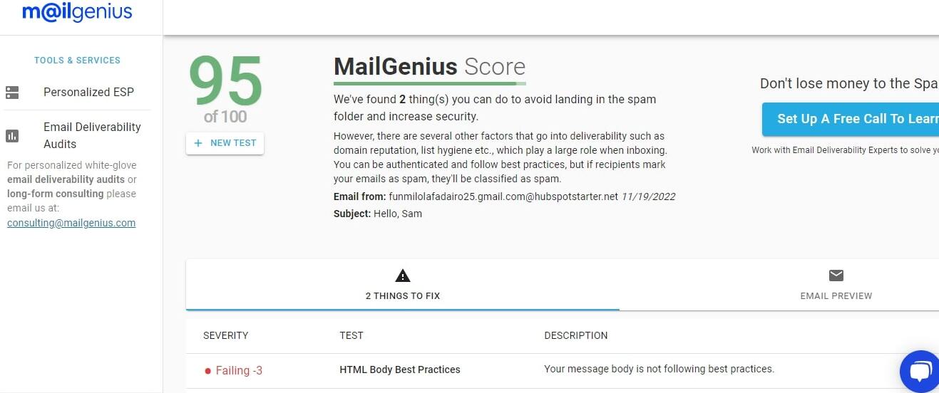 HubSpot deliverability report
