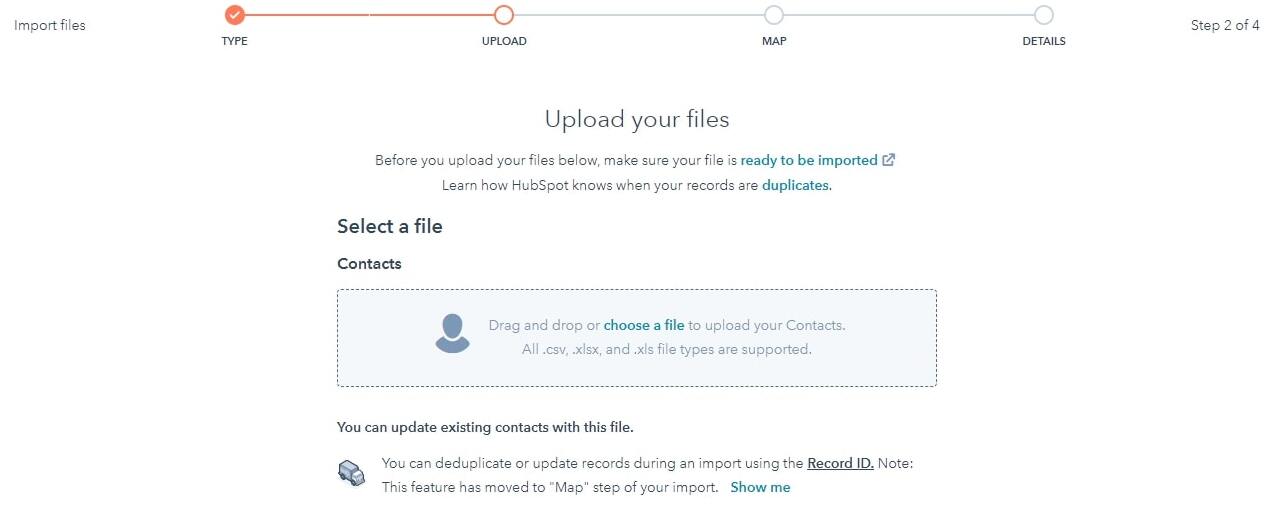 Hubspot email contact upload
