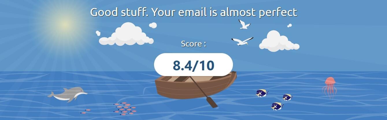Benchmark email spamminess result