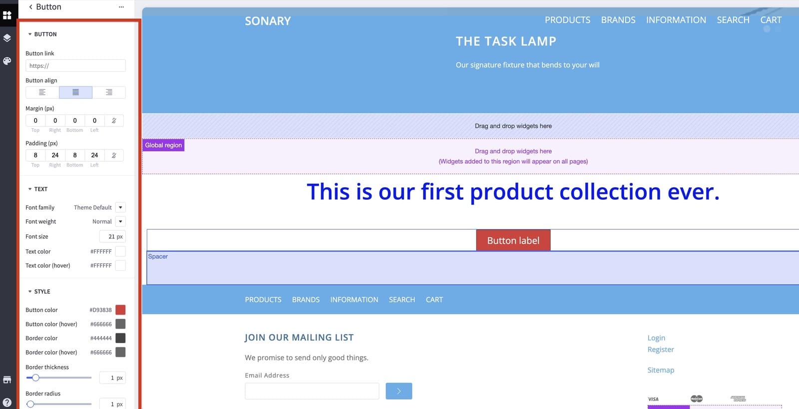 BigCommerce button designing