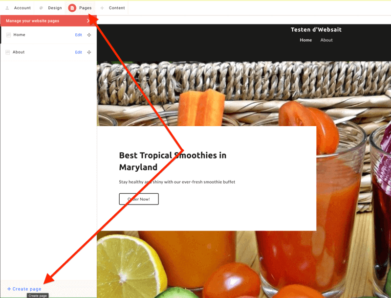 simplesite create page use case