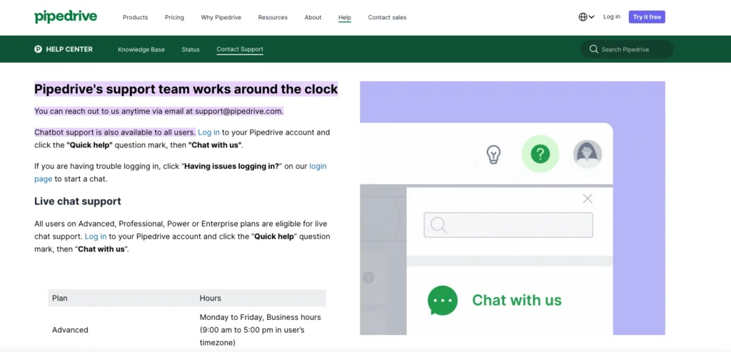 Pipedrive customer support