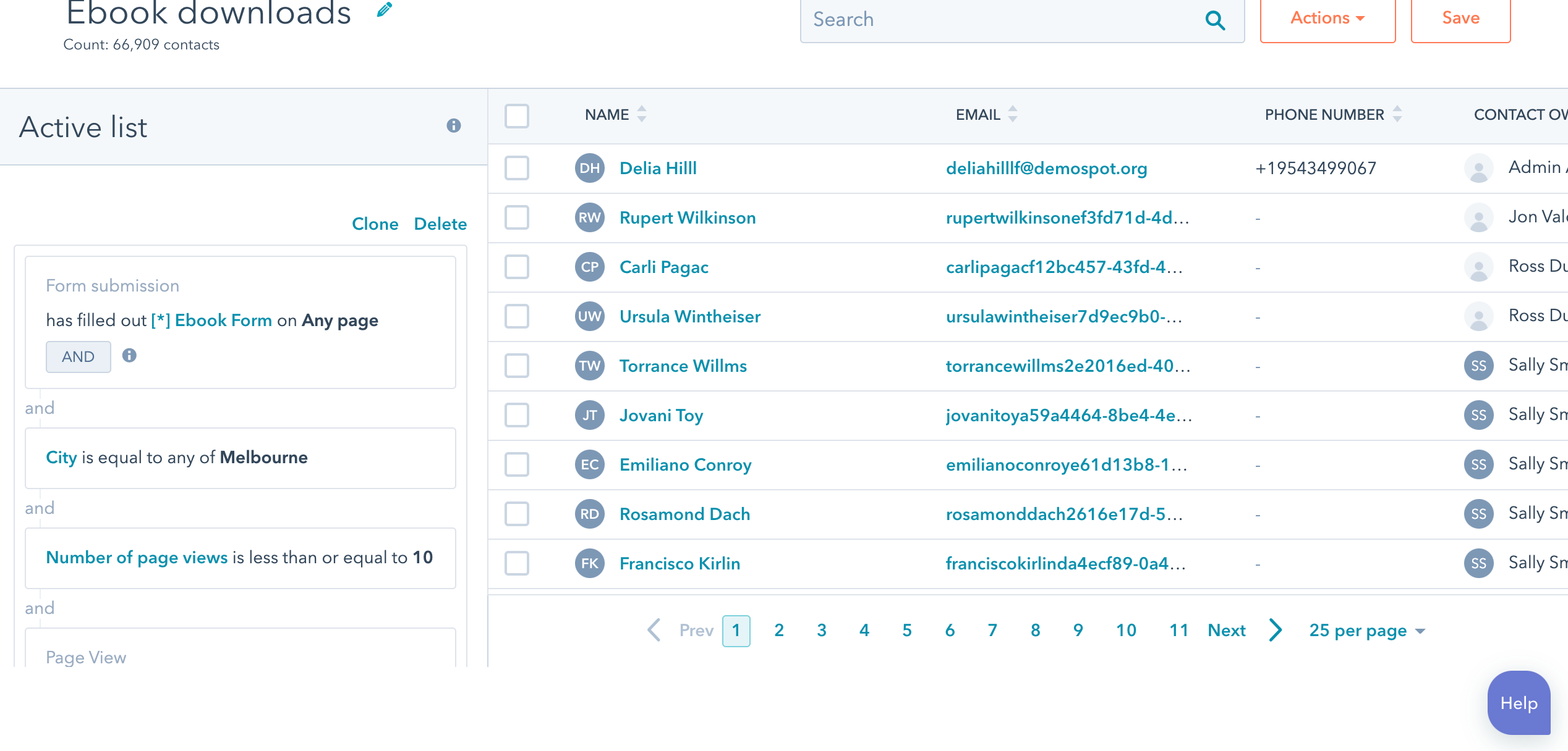 Hubspot List segmentation