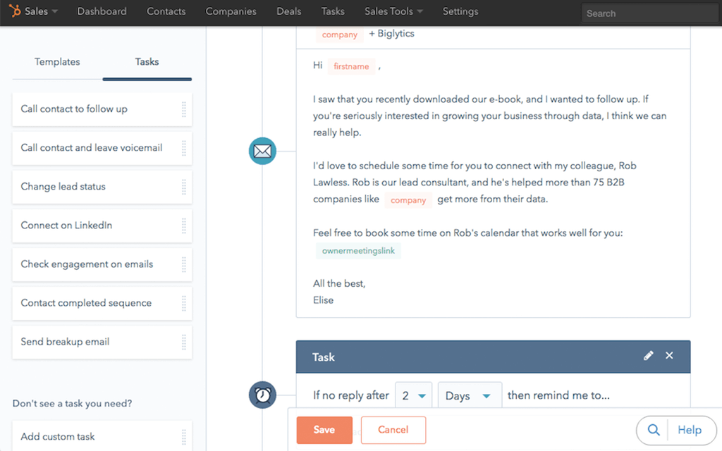 Hubspot follow up emails