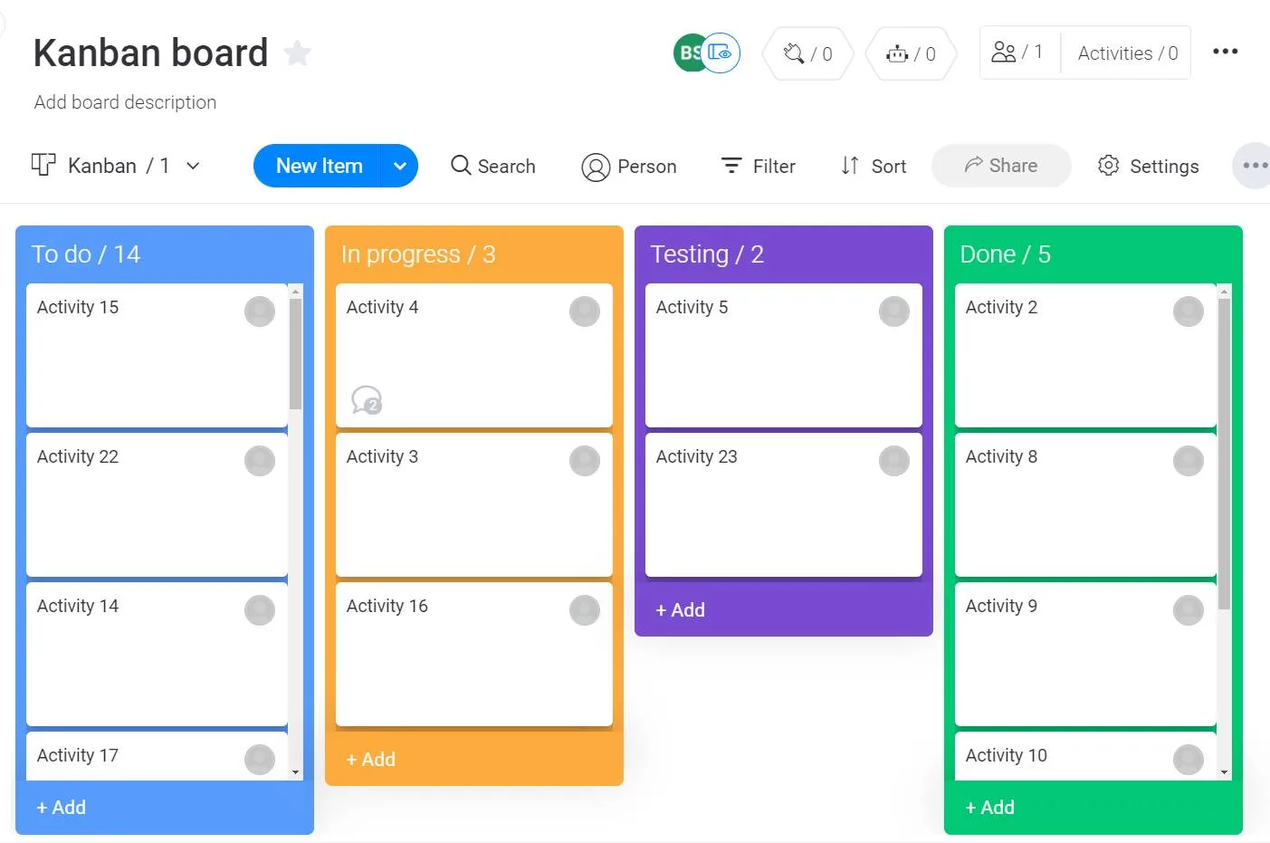 monday.com Kanban board