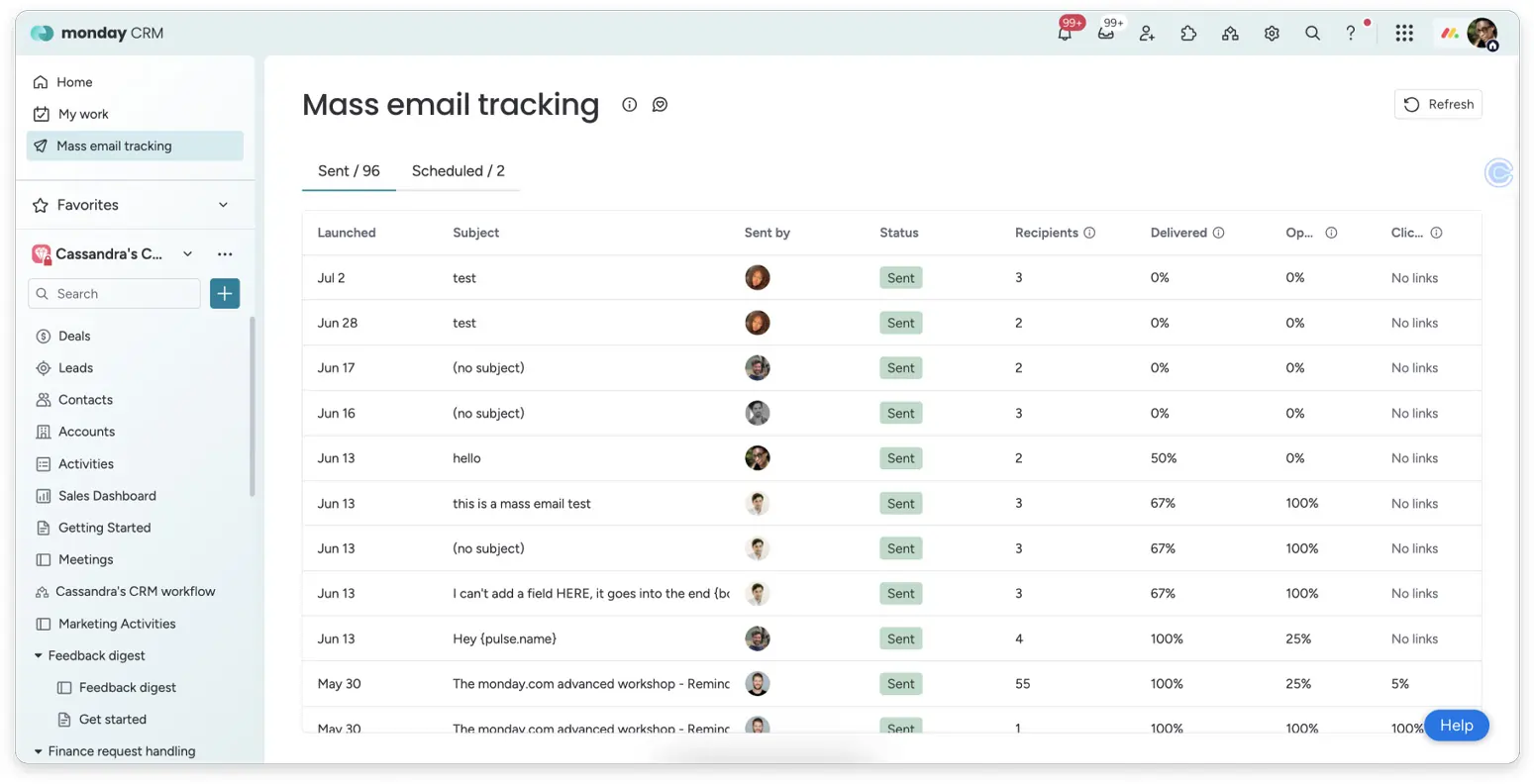 Monday CRM Mass Emails
