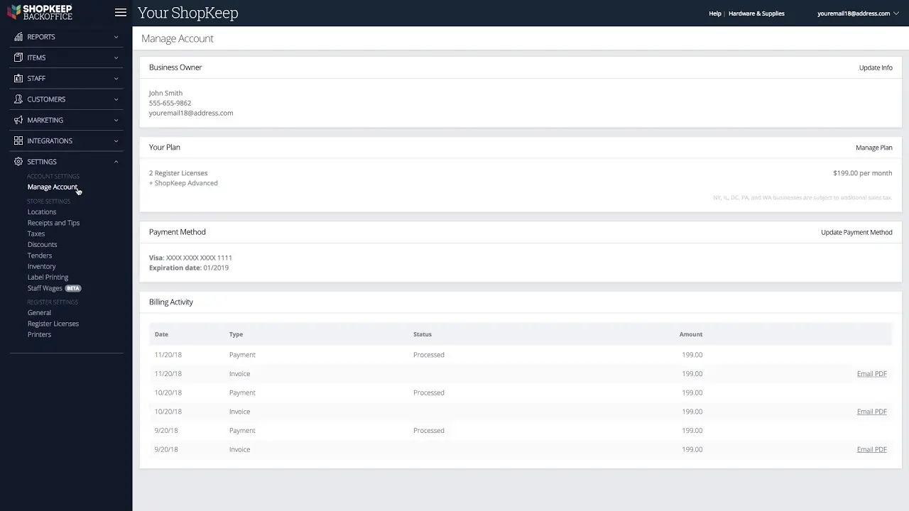 shopkeep Back Office Tool