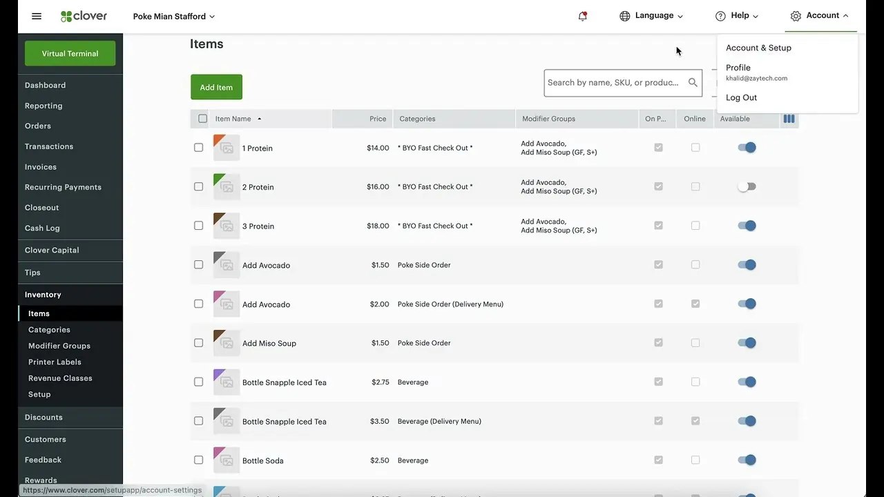 Clover Inventory managment