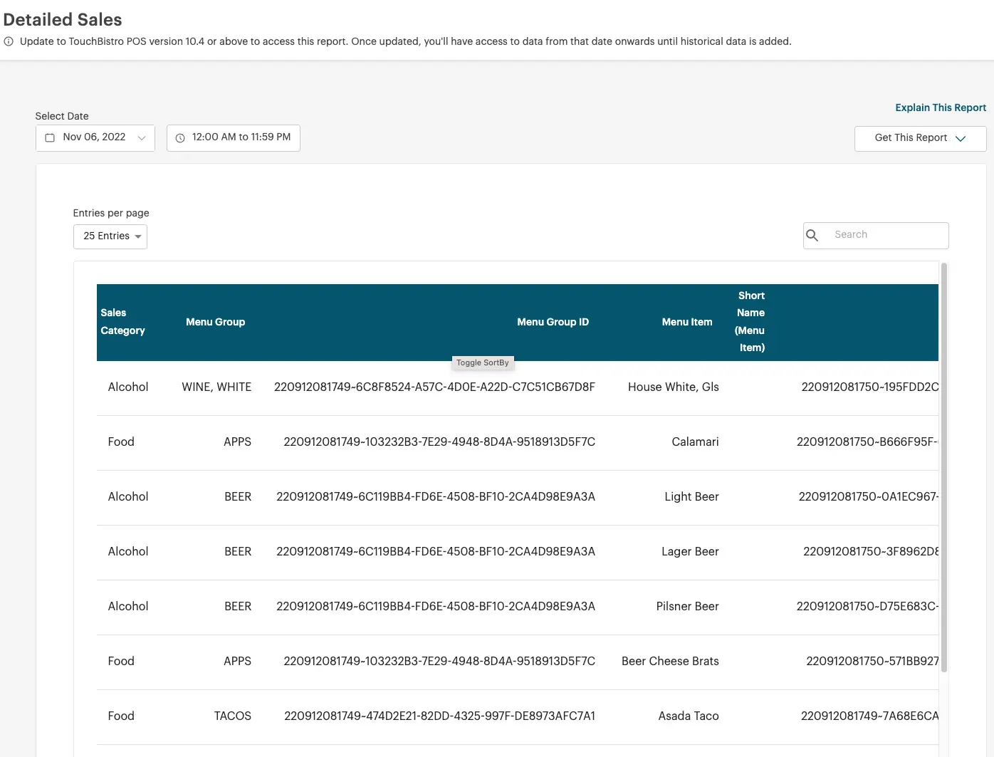 TouchBistro Detailed Reporting