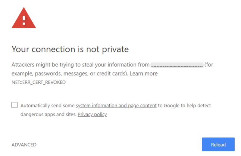warning message - your connection is not private