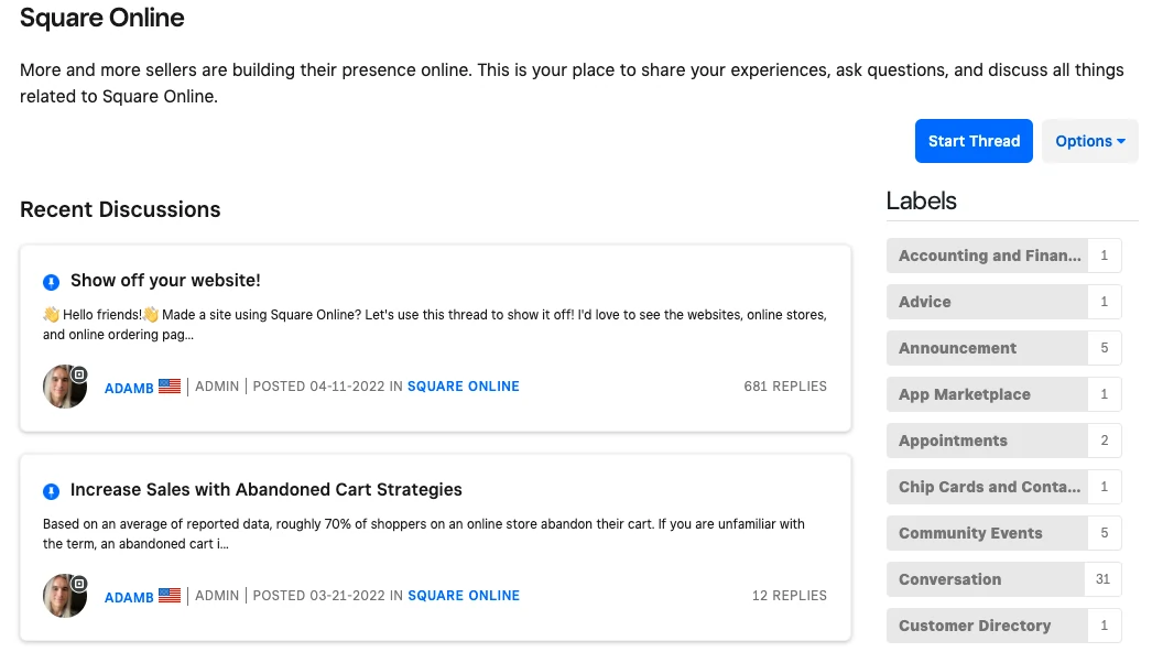 Square Online community forum