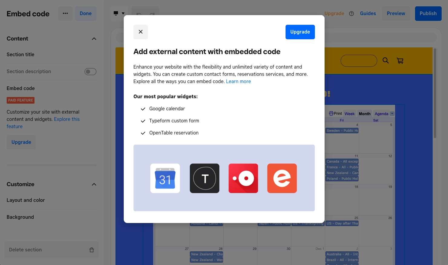 Square online widgets and apps