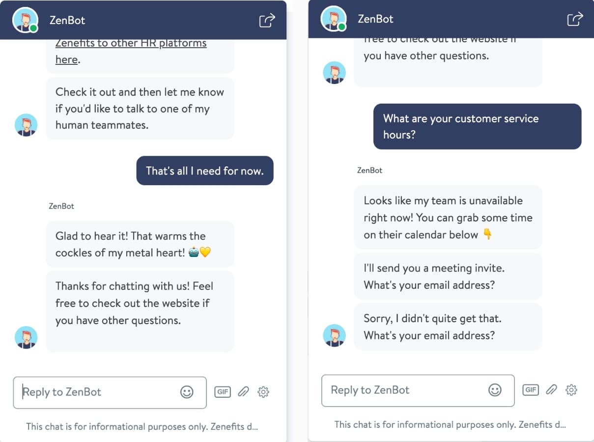 zenefits zenbot- chatbot