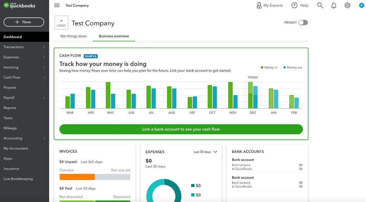 Quickbooks Dashboard 