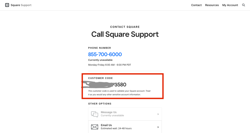 Square phone support