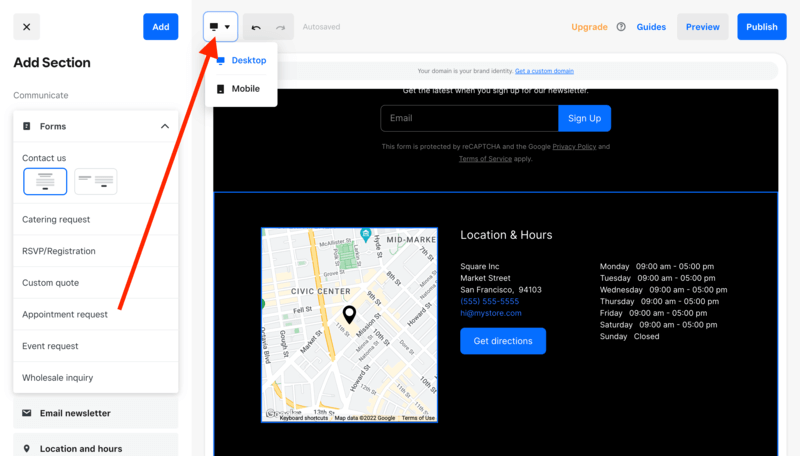 Square mobile responsiveness