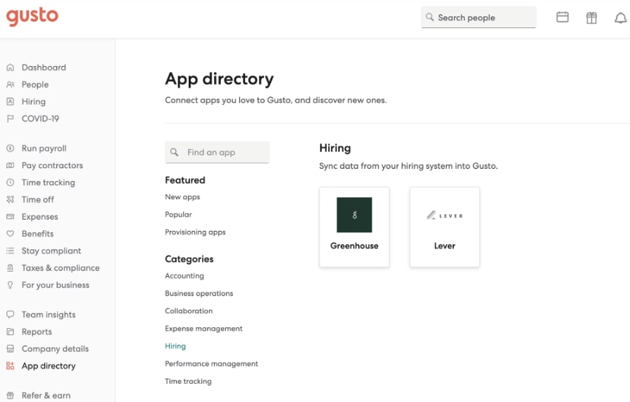 gusto app integrations