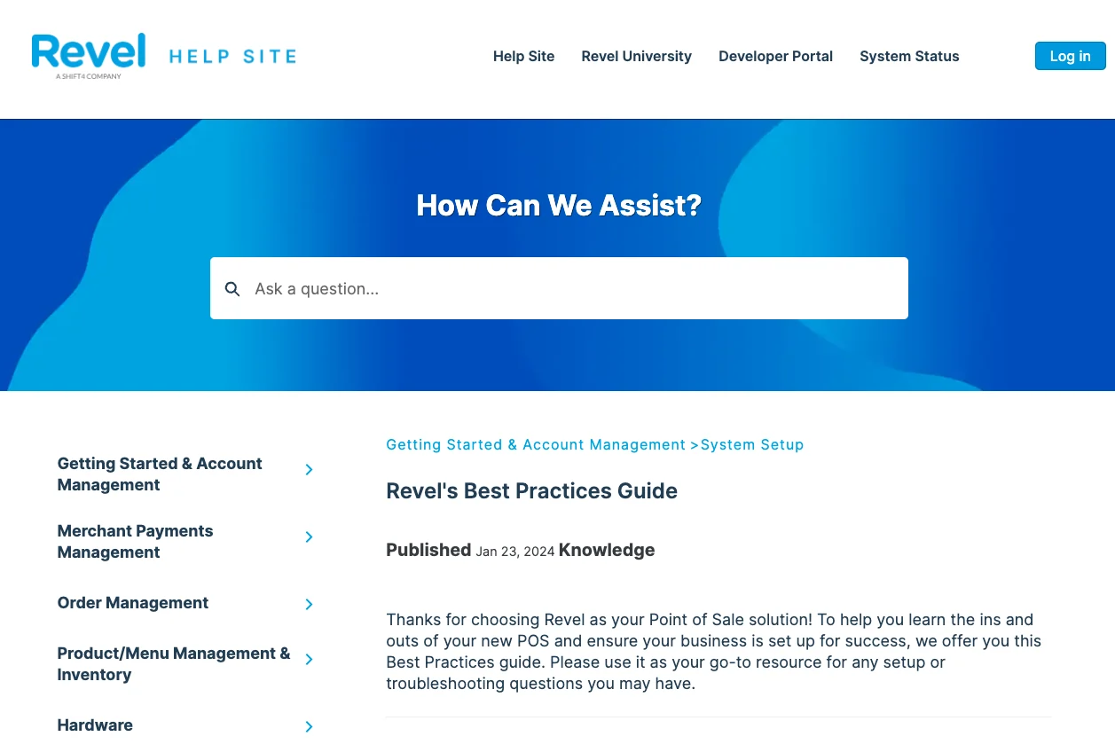 Revel POS customer support