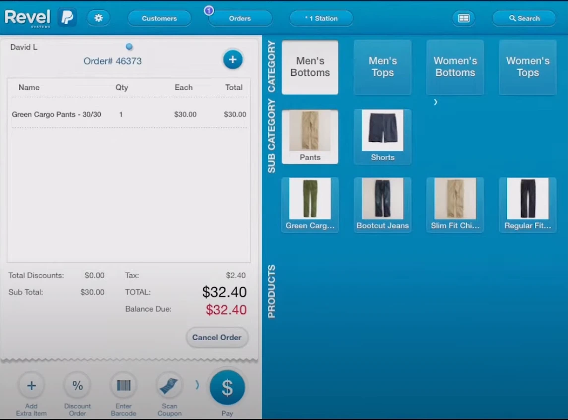 Revel POS system dashboard