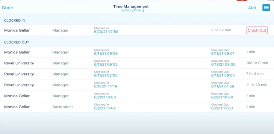 Revel POS employee scheduling