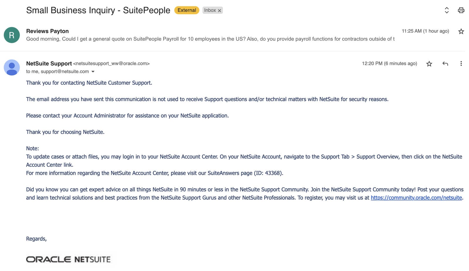 NetSuite Email Reply