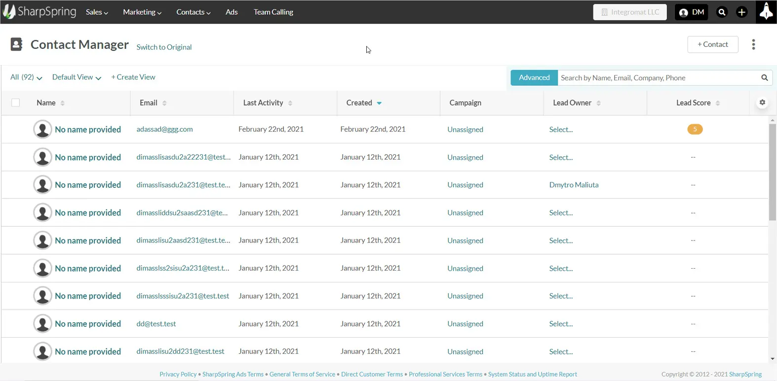 sharespring Contact Management