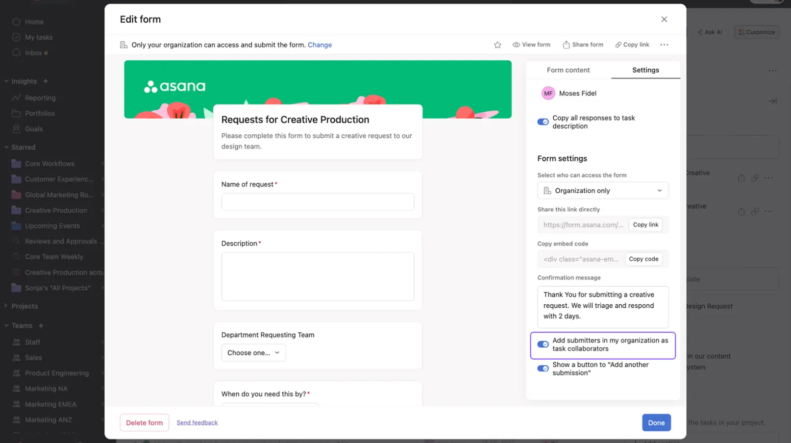 Asana Forms