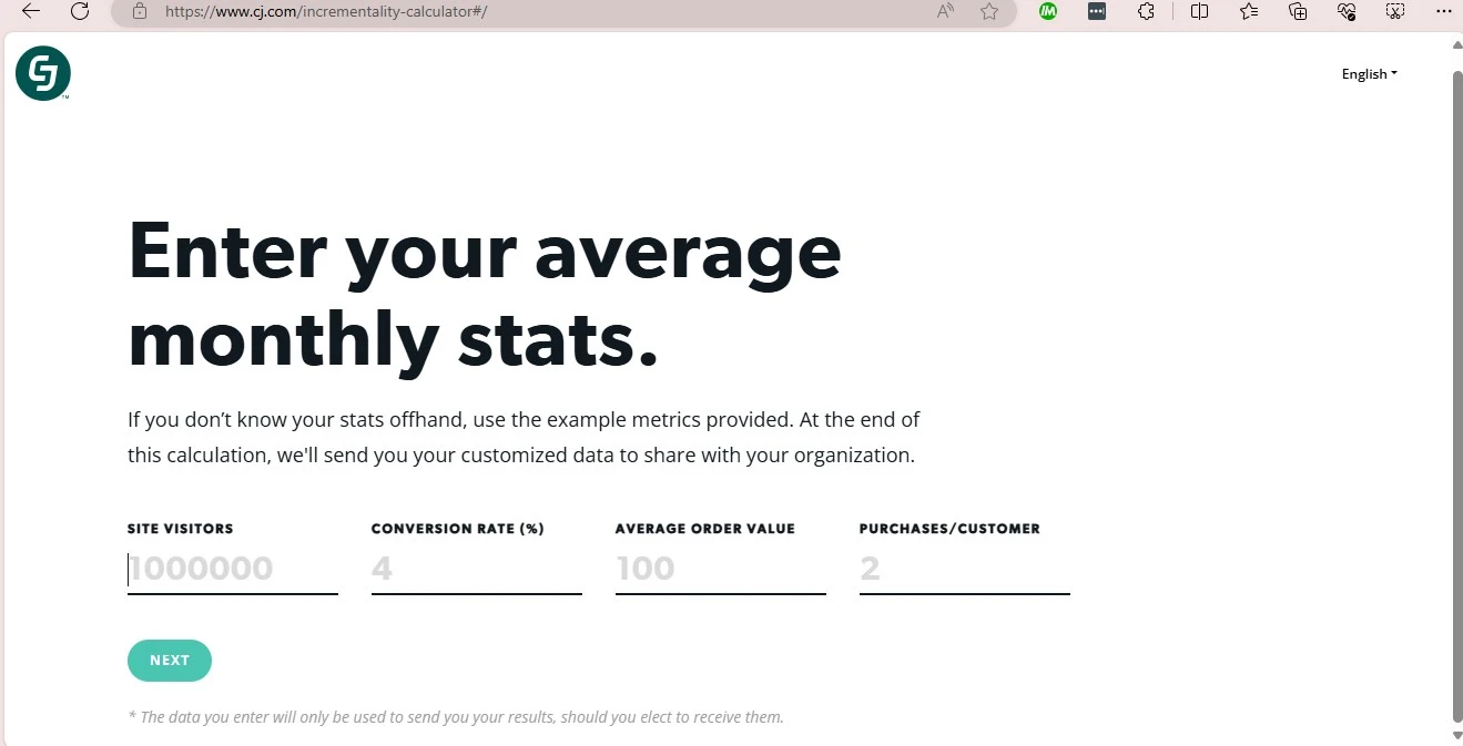 CJ affiliate - incrementality calculator