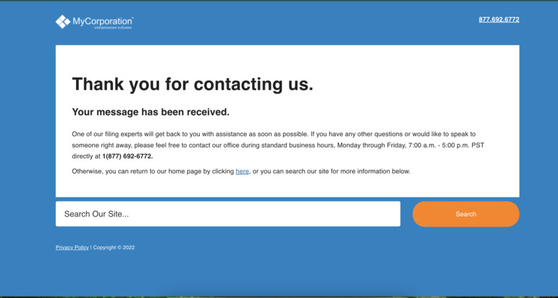 1st Contact Form - Sent