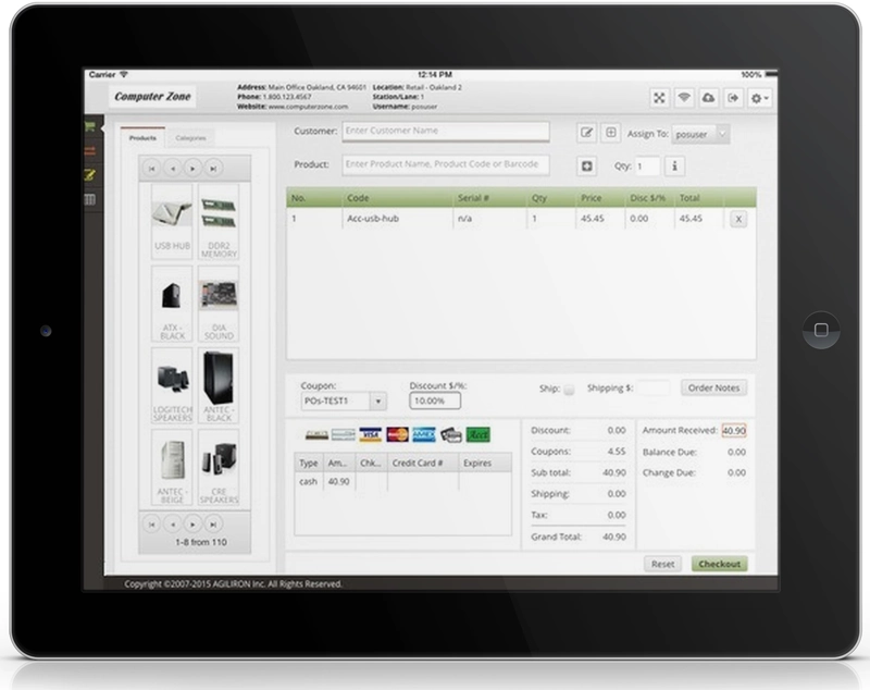 Agiliron POS dashboard