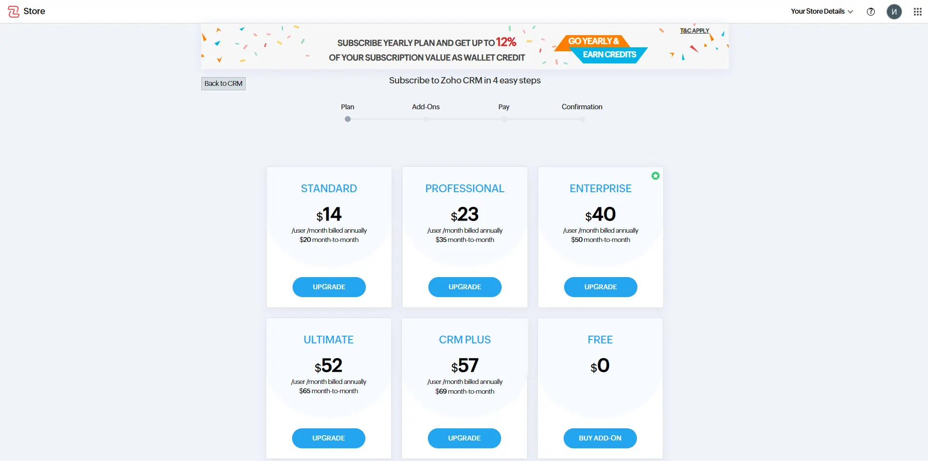 zoho Subscription process