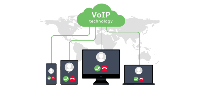 VoIP voice over IP illustration smartphone laptop network