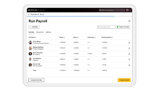 Rippling dashboard