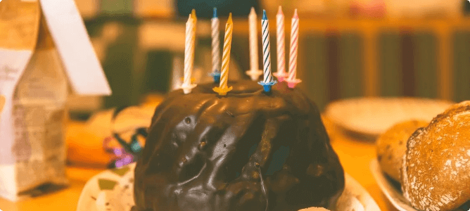 A chocolate birthday cake iced with Betty Crocker’s Hershey’s icing, an example of ingredient co-branding