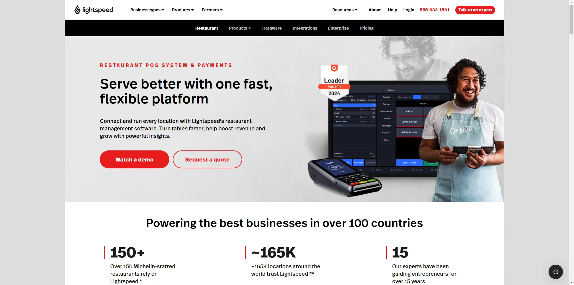 Lightspeed restaurant Homepage