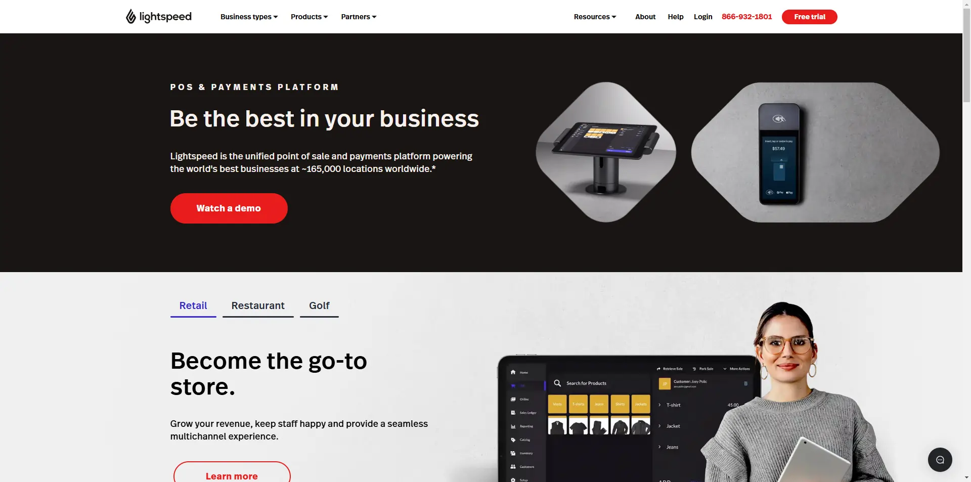 Lightspeed retail Homepage 