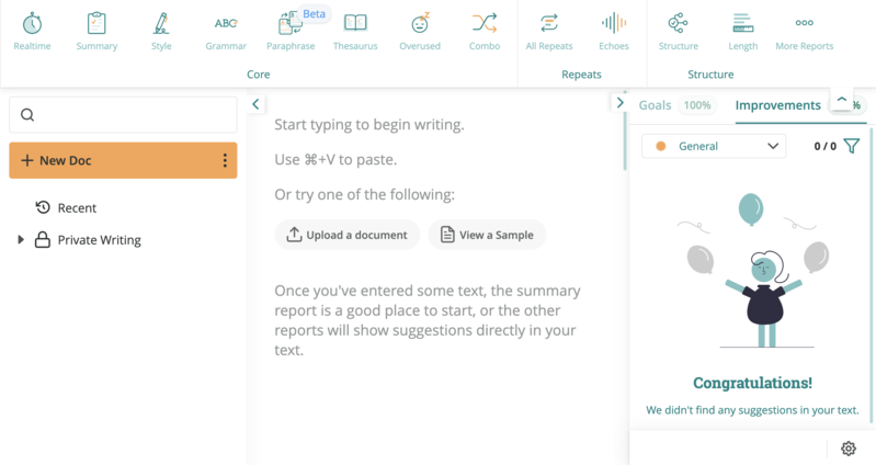 Ease of use uploading a document ProWritingAid