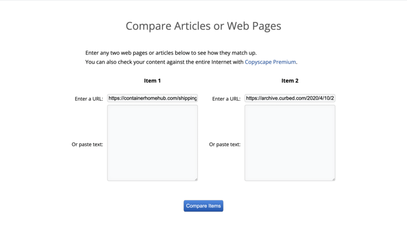 Copyscape comparison articles or web pages feature