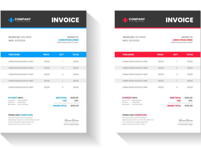 Customized Invoice templates