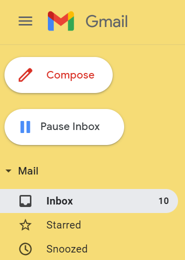 Screenshot of Gmail with the Boomerang add-on with “Compose” and “Pause Inbox” as available options