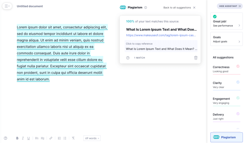 Grammarly Plagiarism Check