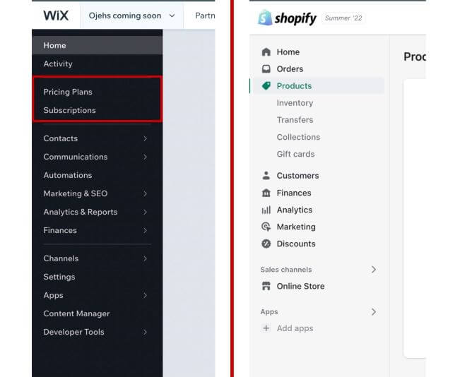 Wix Versus Shopify Subscriptions - Sonary