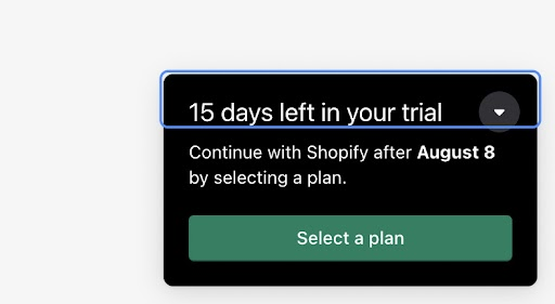 15-Day left of free trial on Shopify- Sonary